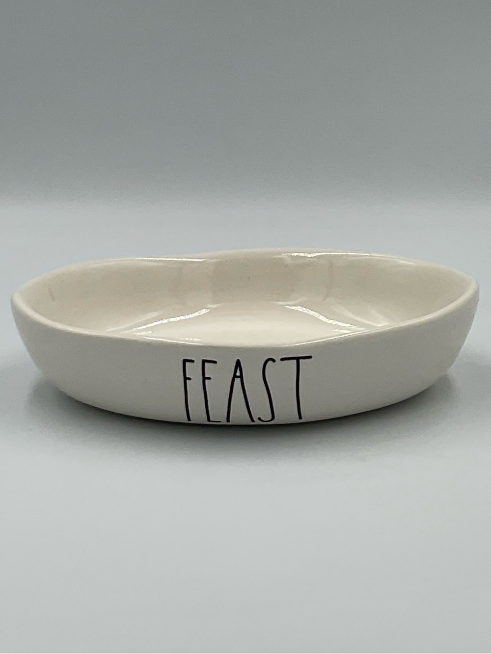 Rae Dunn “FEAST” Small Ceramic Cat/Pet Food Bowl